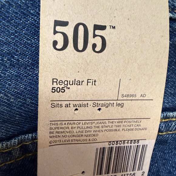 Levi's 505 Straight Leg Jeans - Classic Blue - Picture 2 of 5